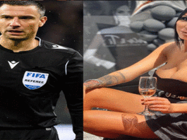 L'arbitre de la Ligue, Slavko Vincic réagit après son arrestation