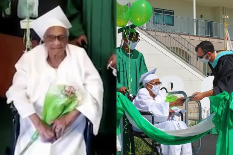 Une femme marque l’histoire, diplômés du secondaire à 98 ans
