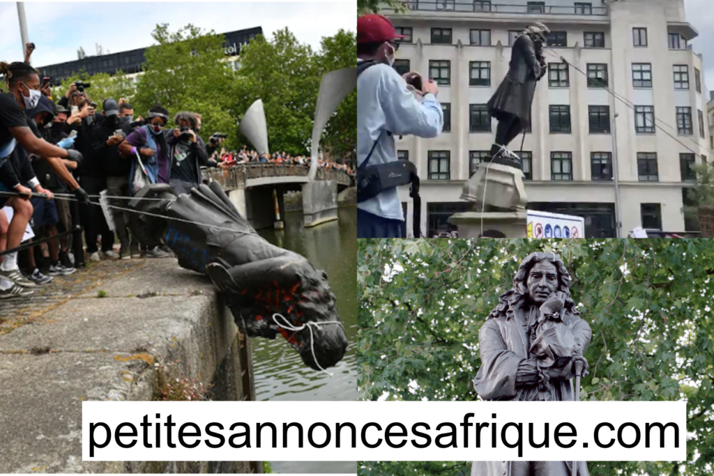 la statue d'un marchand d'esclaves détruite par les manifestants au Royaume-Uni