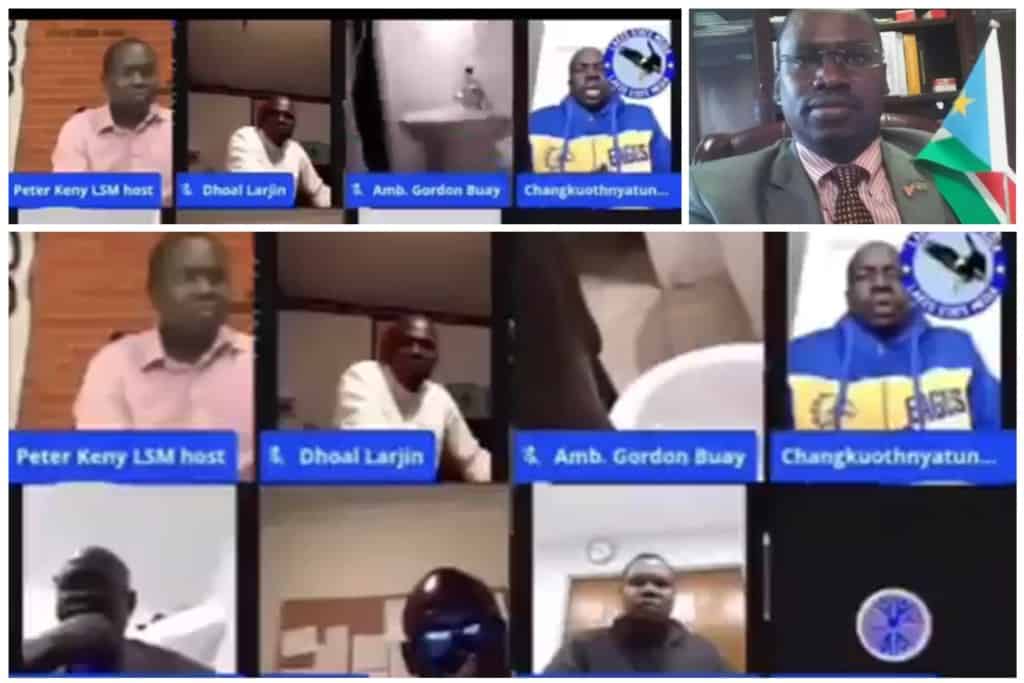 Gordon Buay urinant pendant une réunion Zoom