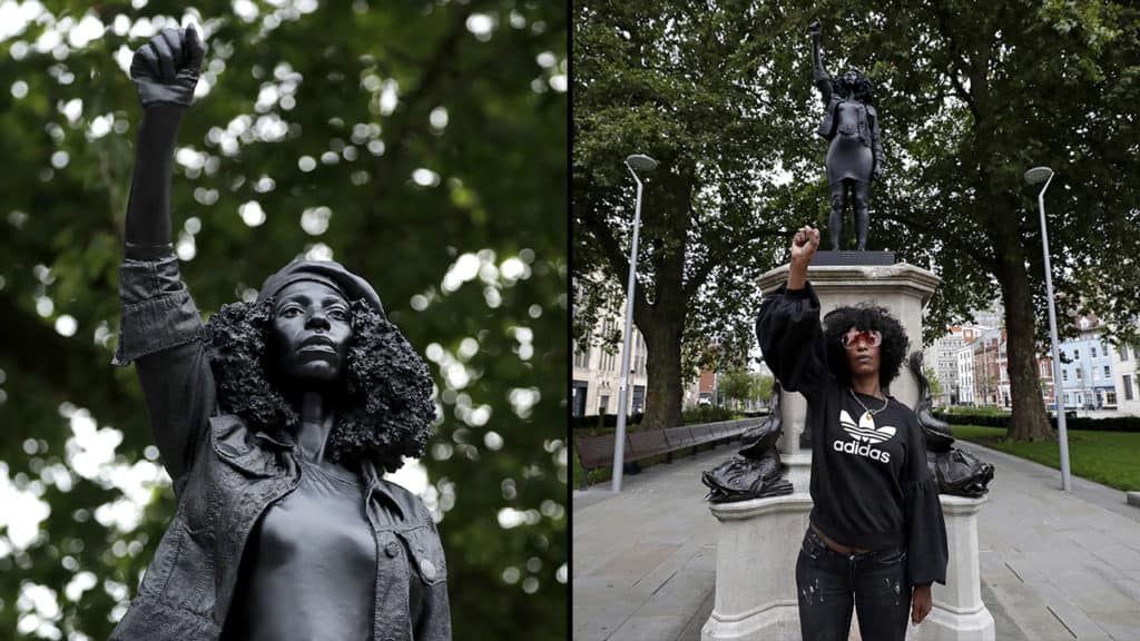 statue d'un marchand d'esclaves remplacée par celle d'une manifestante de Black Lives Matter
