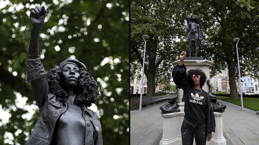 statue d'un marchand d'esclaves remplacée par celle d'une manifestante de Black Lives Matter