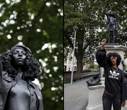 statue d'un marchand d'esclaves remplacée par celle d'une manifestante de Black Lives Matter