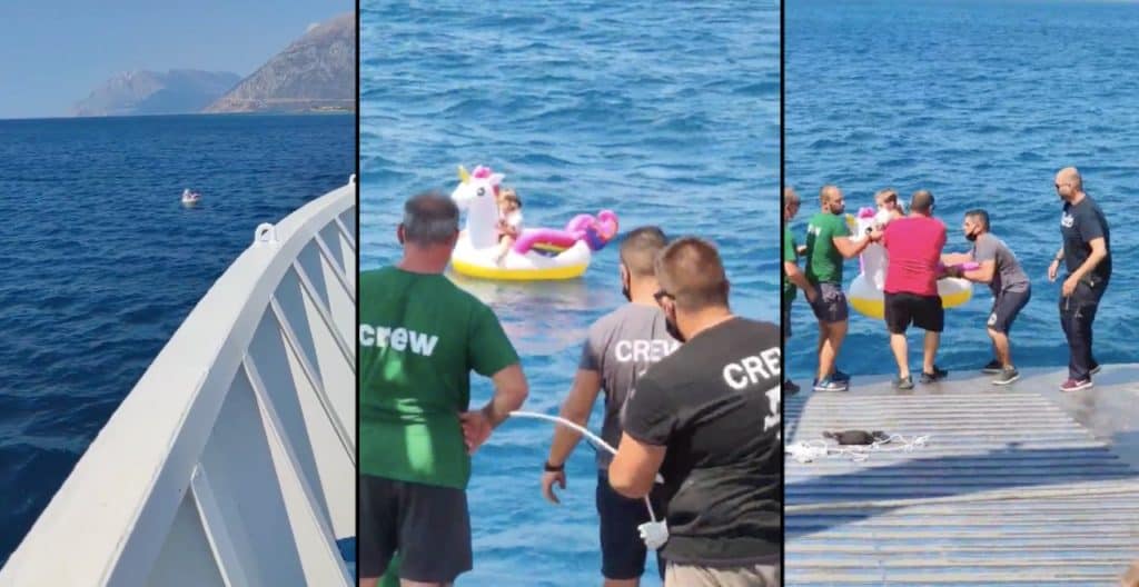 une fillette qui dérivait sur sa licorne sauvée