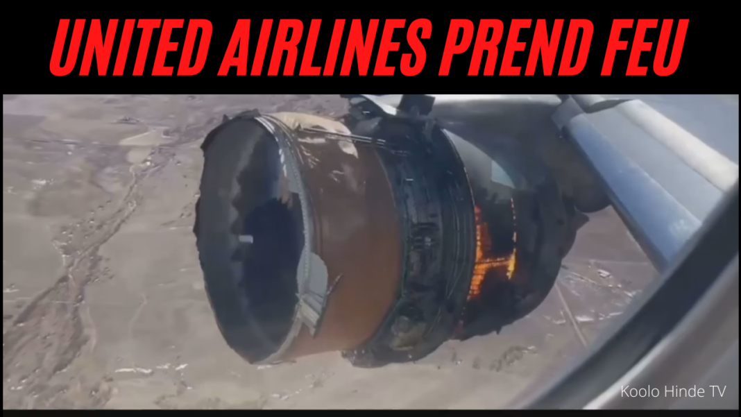 Un avion de United Airlines prend feu