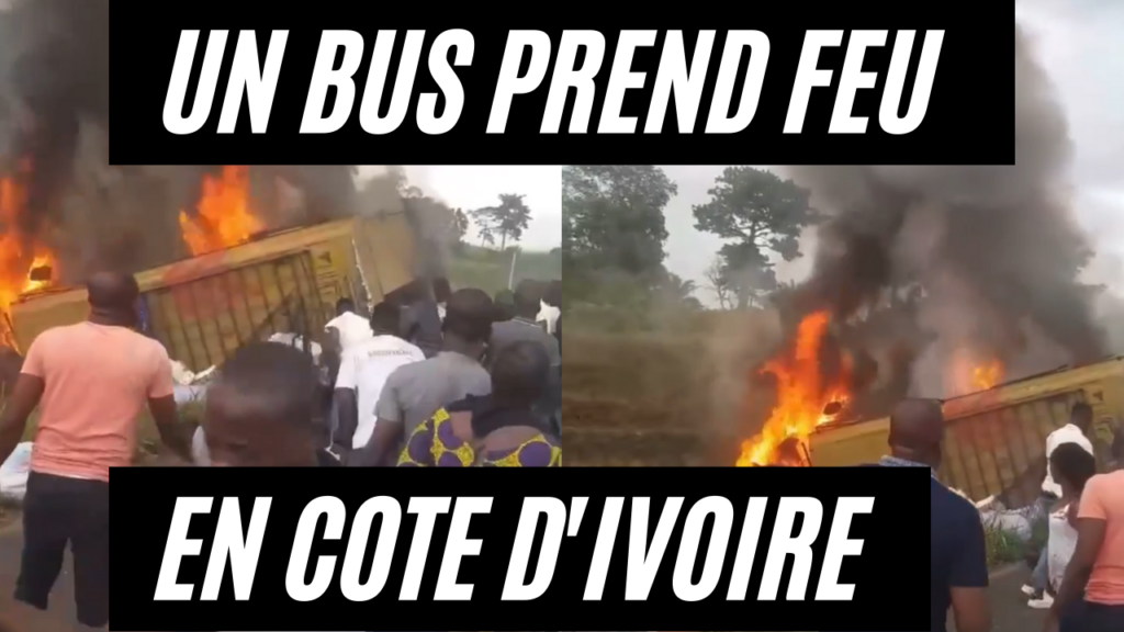 Un bus prend feu sur l'autoroute du Nord en Côte d'Ivoire