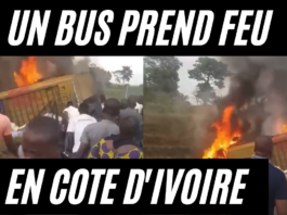 Un bus prend feu sur l'autoroute du Nord en Côte d'Ivoire