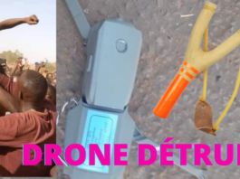 Un garçon détruit un drone français à Kaya au Burkina faso