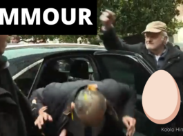Un homme écrase un œuf sur la tête d'Eric Zemmour