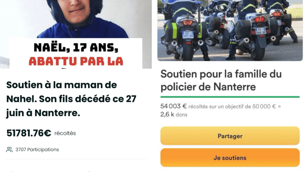 collecte de fonds pour le policier responsable de la mort de Naël à Nanterre.