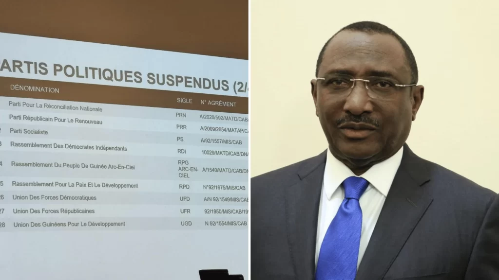 la junte suspend 28 partis politiques