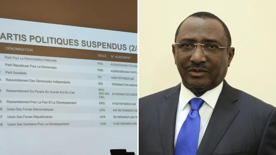 la junte suspend 28 partis politiques