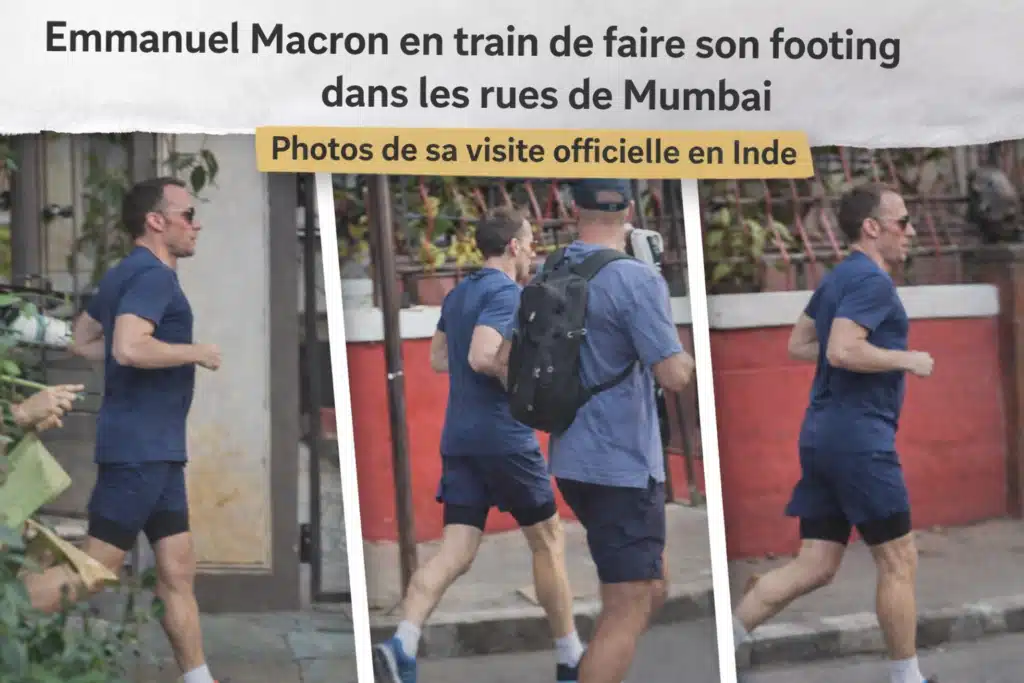 Emmanuel Macron aperçu en footing matinal à Mumbai