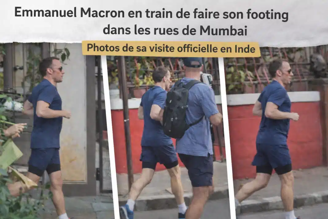 Emmanuel Macron aperçu en footing matinal à Mumbai